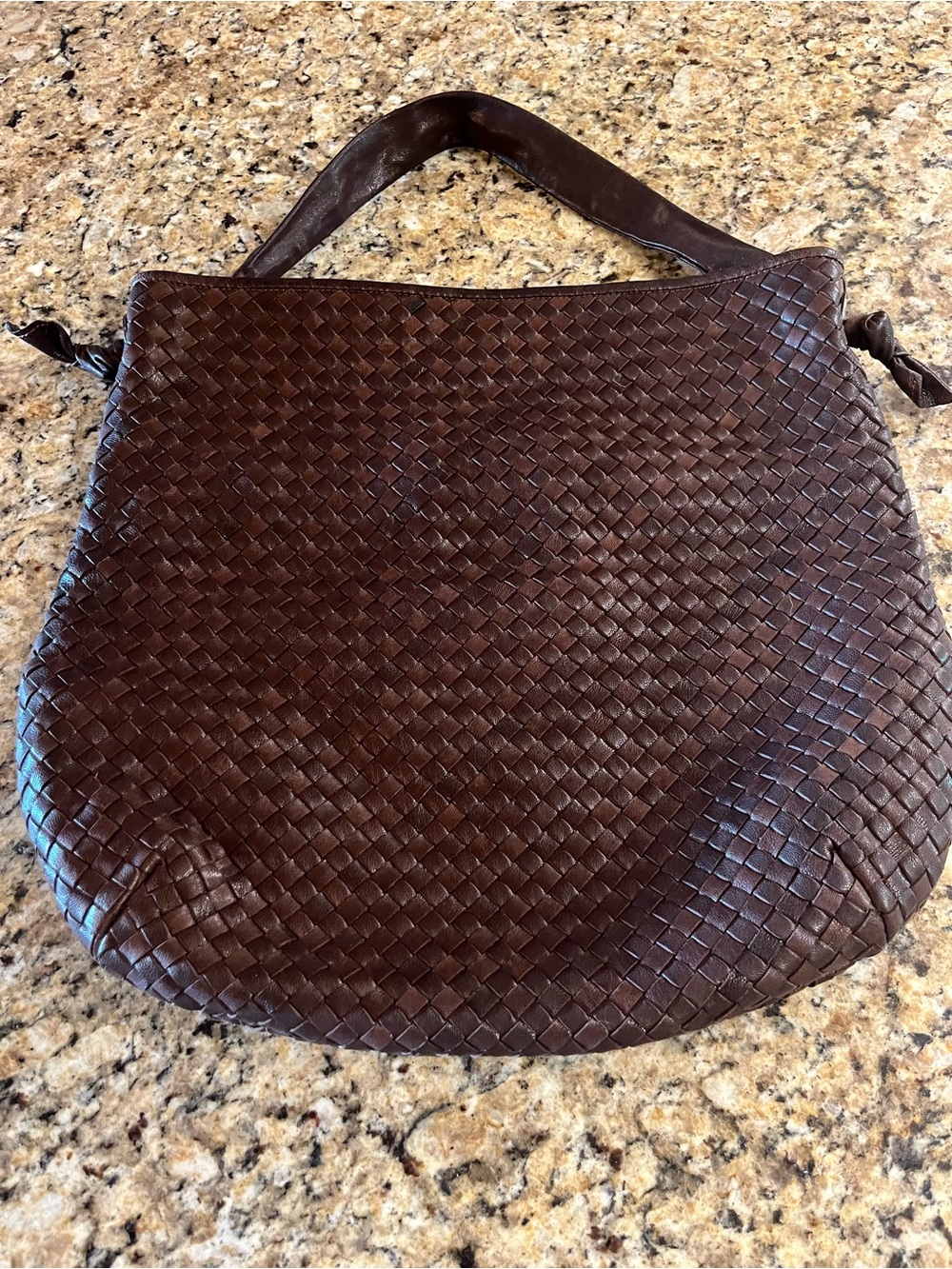 Paolo Masi Dark Brown Woven Leather Shoulder Bag